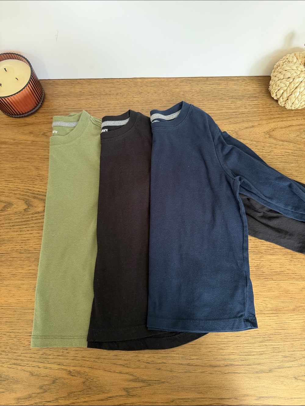 Old Navy Kids Long Sleeve Tees in Olive Green, Black, Navy Blue